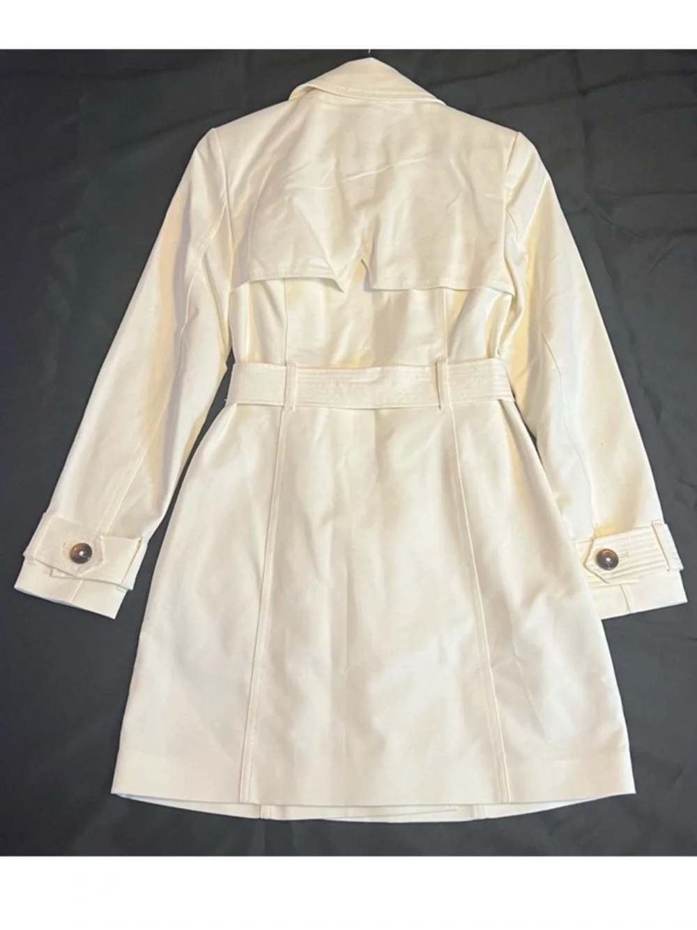 EXPRESS White Double-Breasted Trench Coat - Picture 4 of 4